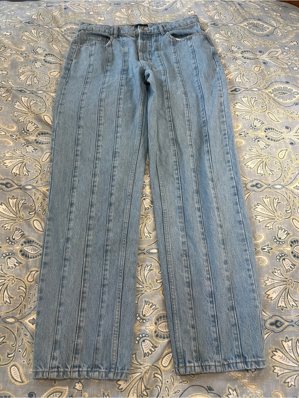 ASOS Light Blue Vertical-Seam Straight Leg Jeans